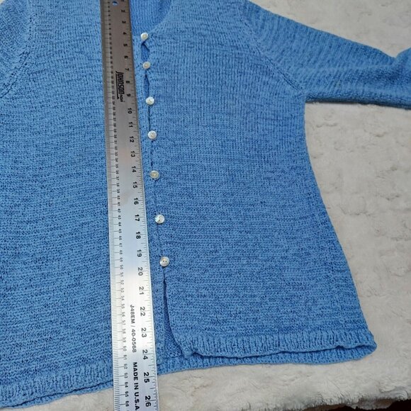 Paraphrase Womens Blue Knitted Tank Top & Button Front Cardigan Sweater Set of 2 - Picture 6 of 10